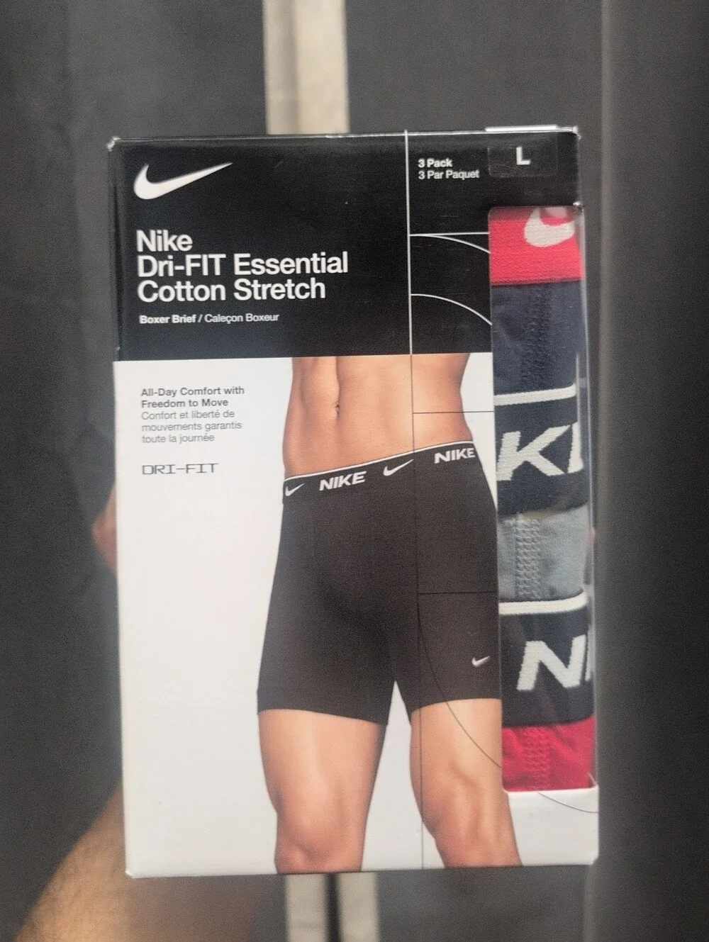 Nike Men’s 3-Pack Boxer Briefs - Black/Red/Navy Size Large NIB